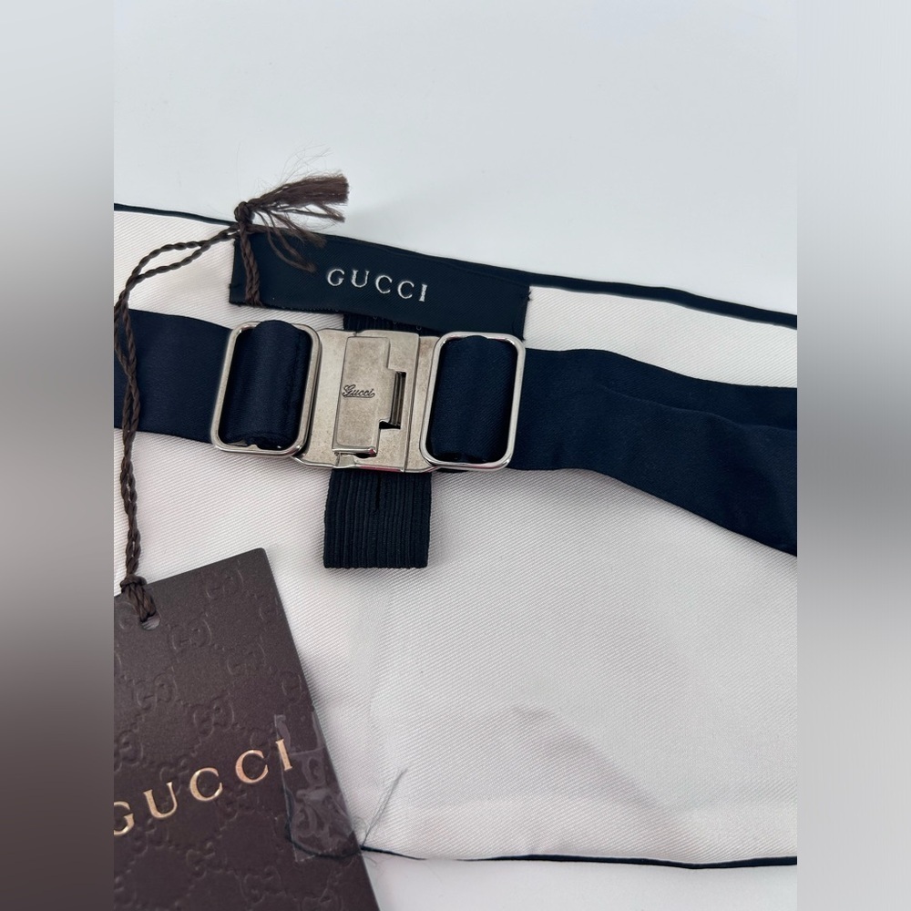 New With Tags Gucci Cummerbund Tuxedo Belt navy blue 100% Silk Medium - Picture 5 of 9